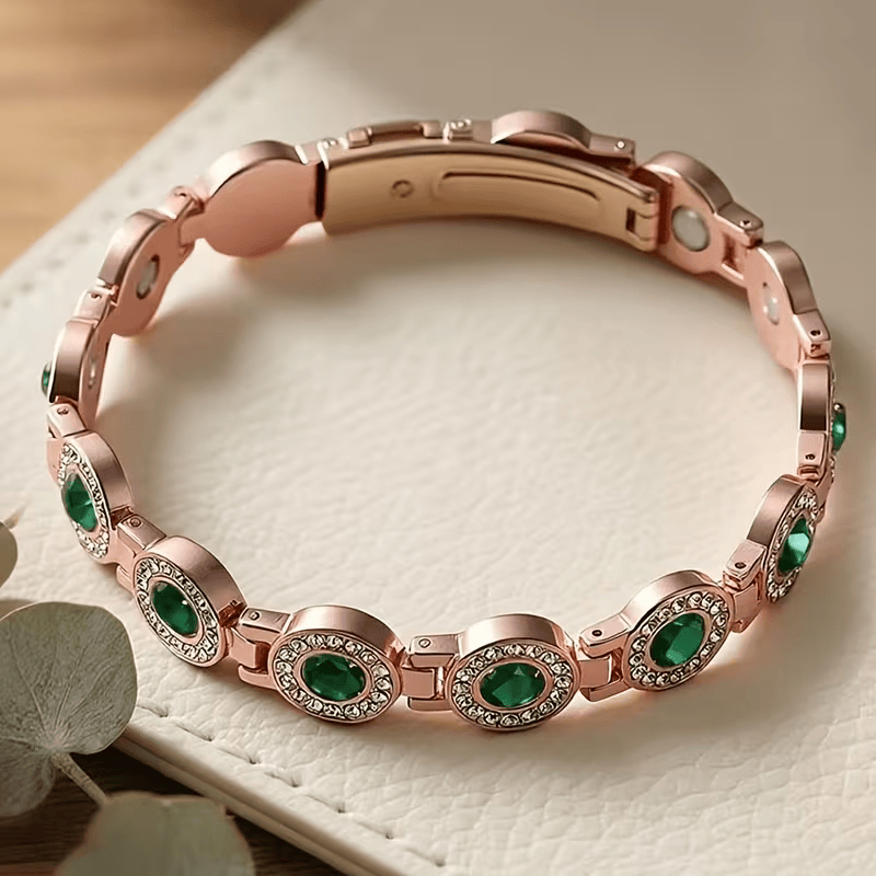 Pulsera de Cobre con Gemas Verdes