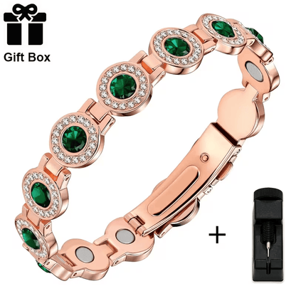 Pulsera de Cobre con Gemas Verdes