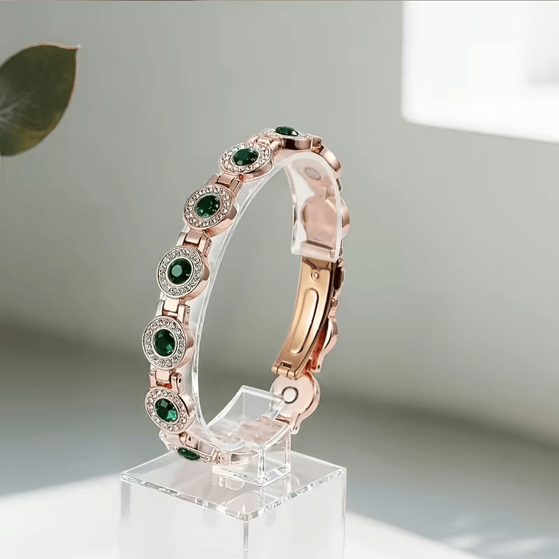 Pulsera de Cobre con Gemas Verdes